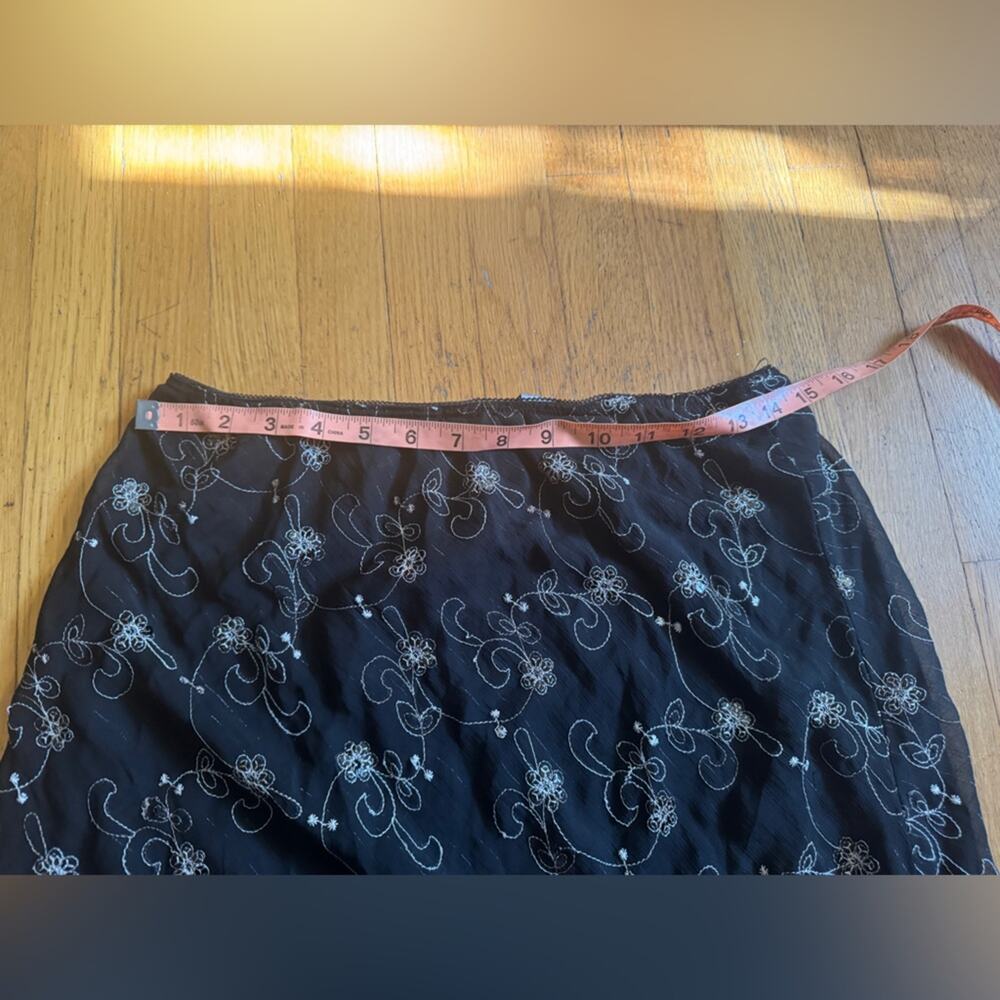 Y2K Black Slip Skirt with embroidered flowers and sequins - Picture 7 of 9